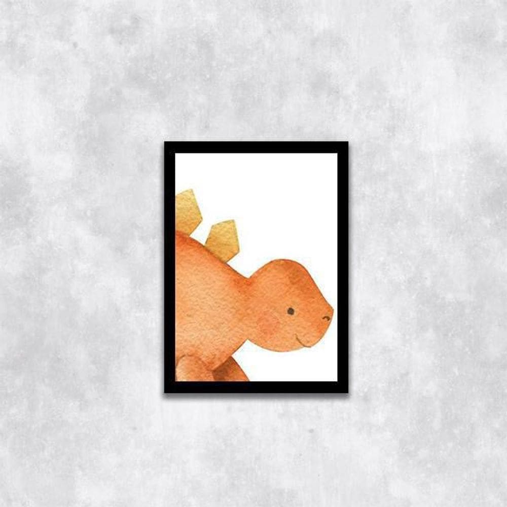 Quadro Decorativo Infantil Dinossauro Laranja 24X18Cm