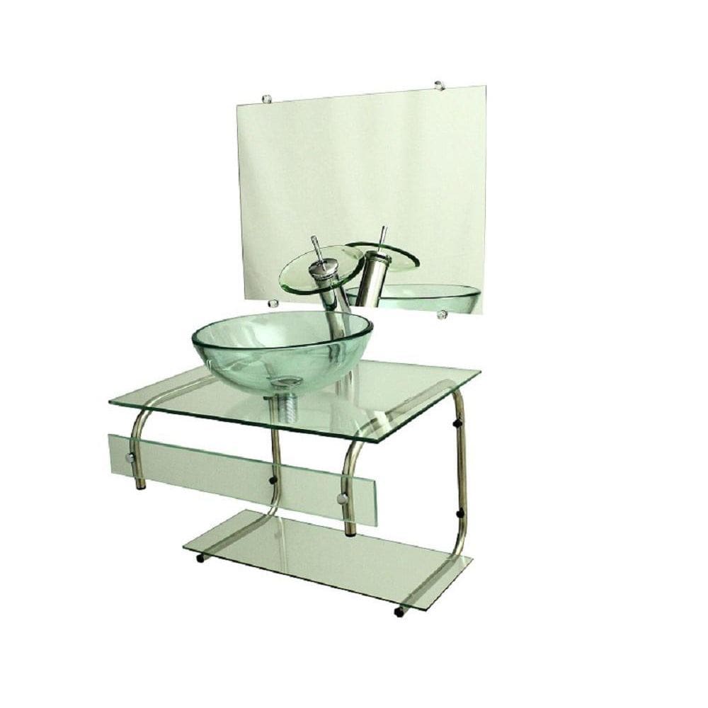 Gabinete De Vidro 60Cm It Inox Com Cuba Redonda - Incolor