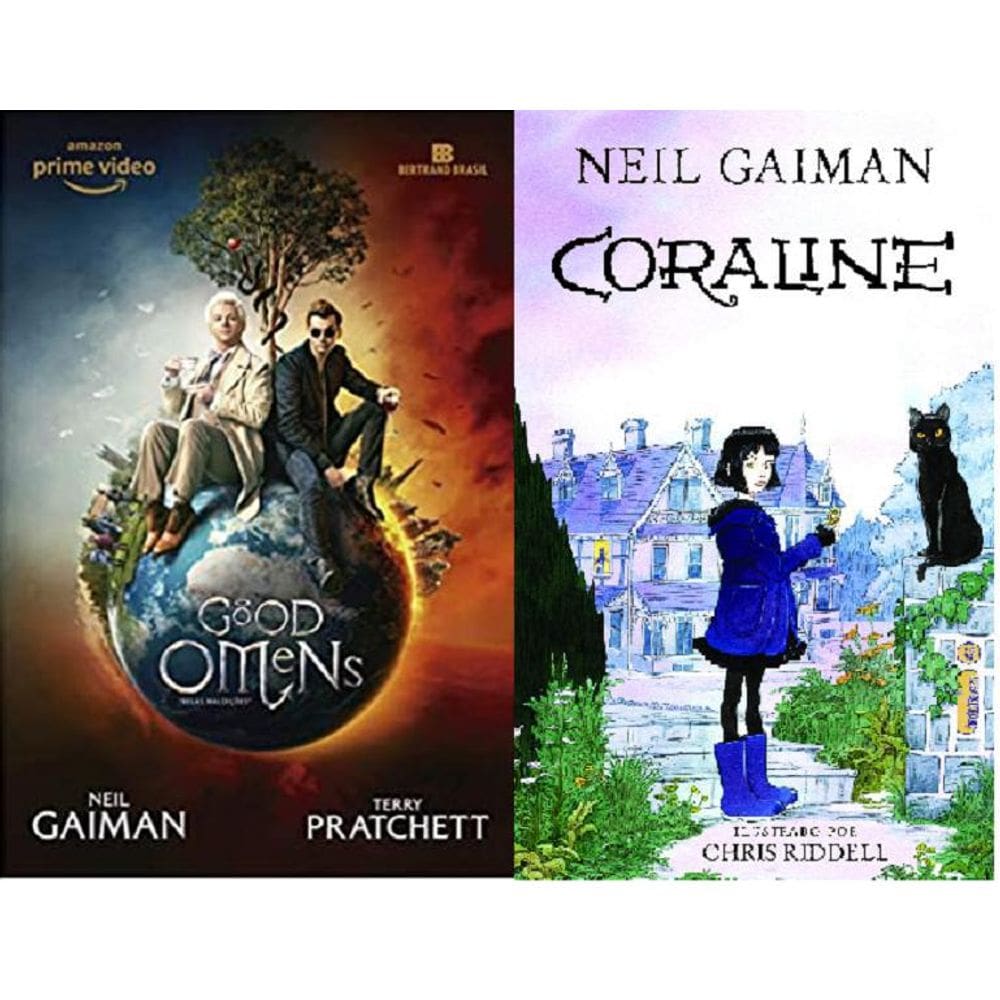 Kit 2 Livro Neil Gaiman Good Omen Belas Maldições + Coraline