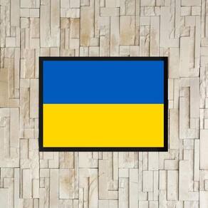 Quadro Decorativo Bandeira Ucrânia 33X24Cm - Com Vidro
