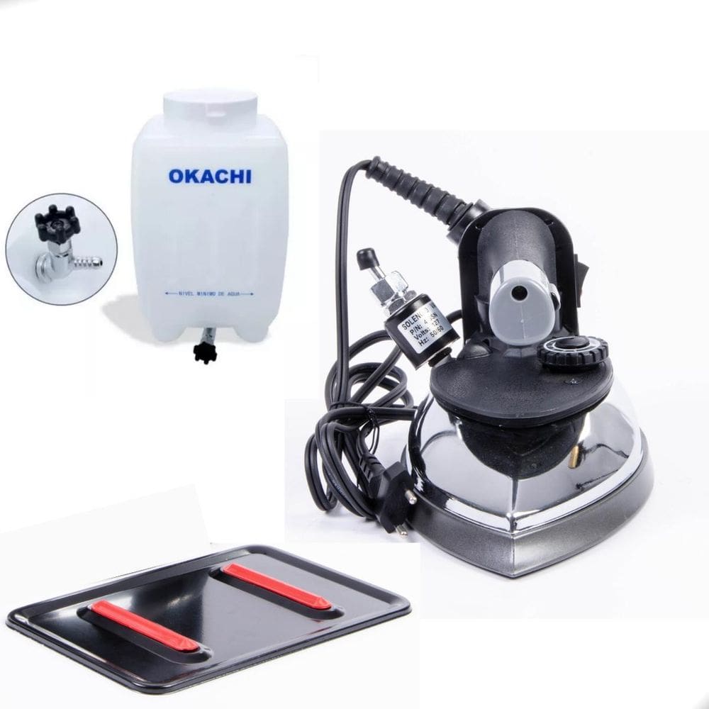 Ferro De Passar A Vapor Okachi Ok-98L Preto E Prateado 220V