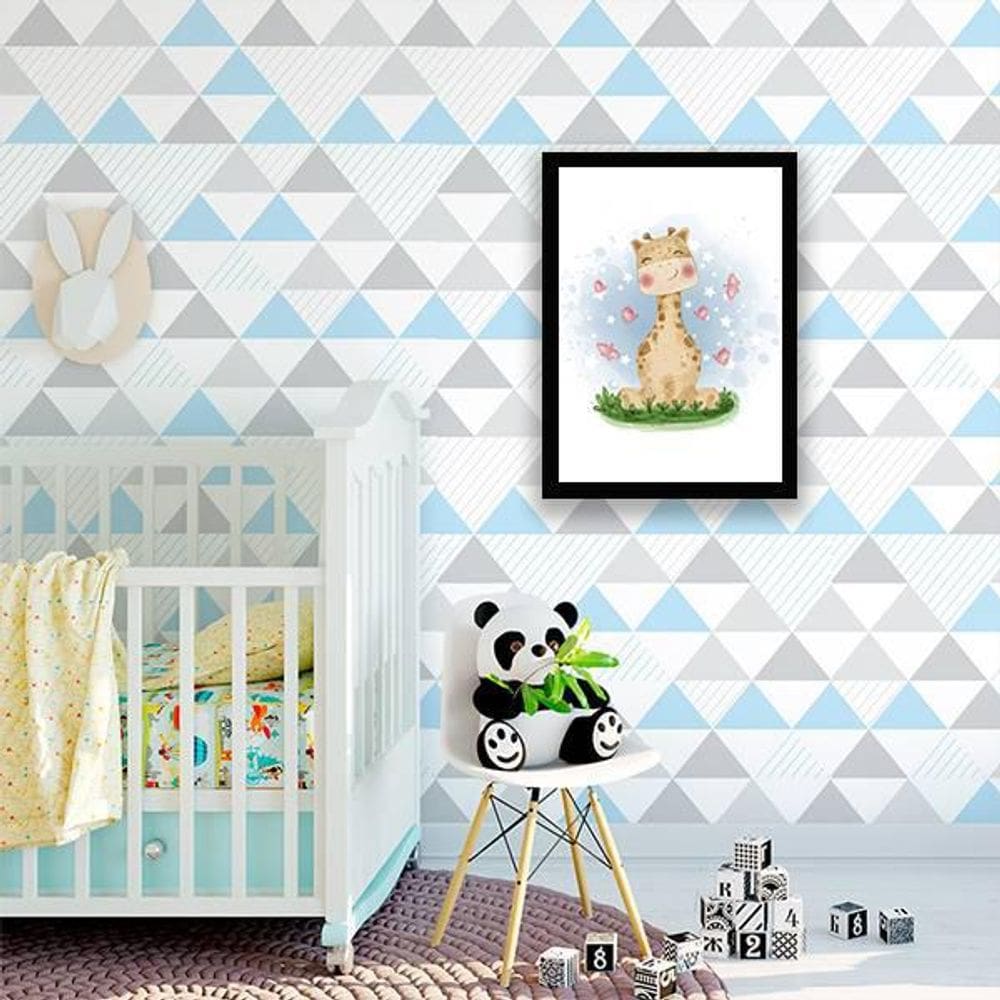 Quadro Decorativo Infantil Girafinha Moldura Preta