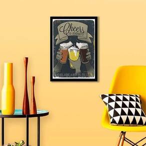 Quadro Beer Cheers - Um A Diversidade 24X18Cm - Com Vidro