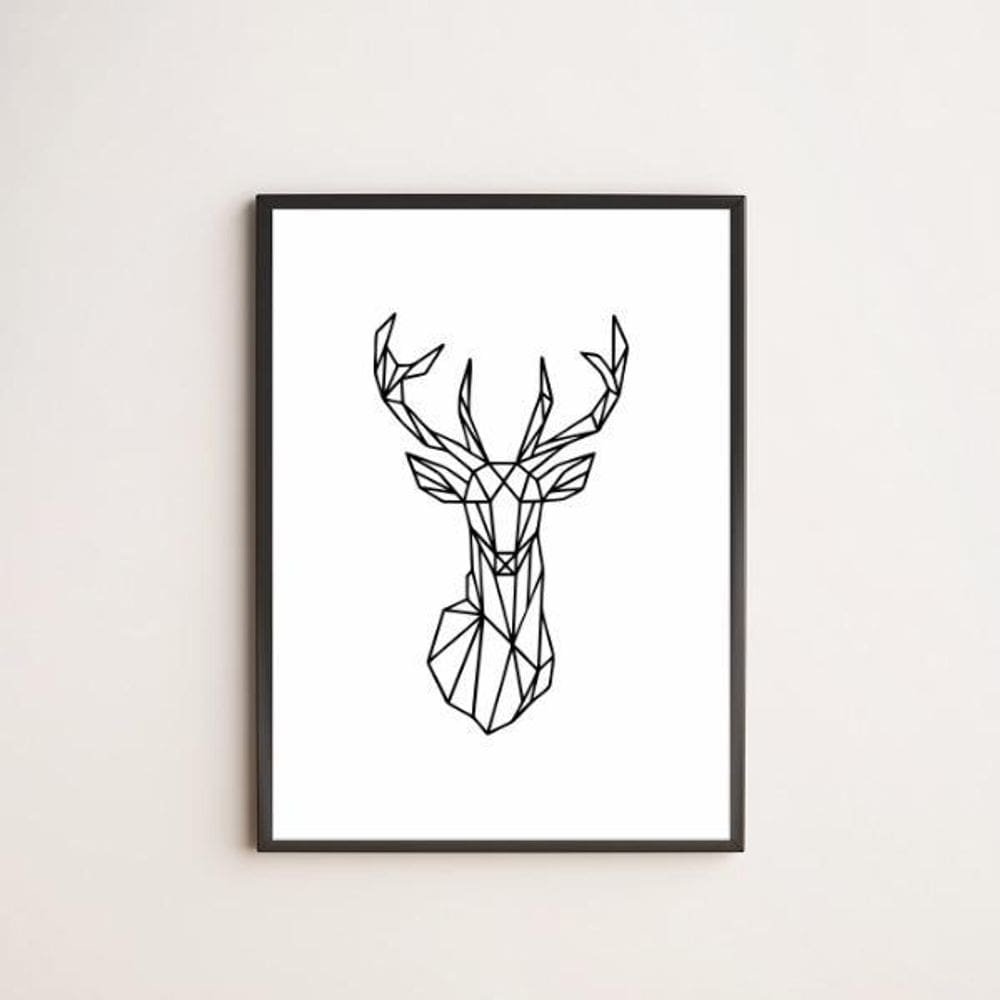 Quadro Decorativo Alce Geométrico 33X24Cm - Com Vidro