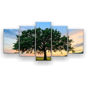 Quadro Decorativo Carvalho No Ocaso 129x61 Mosaico 5 Peças
