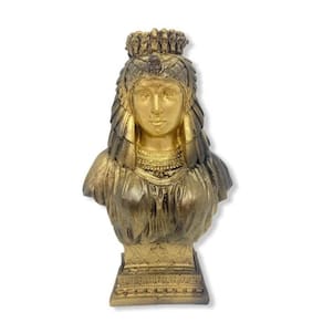 Busto Deusa Egípcia Isis Dourado Em Resina 19 Cm