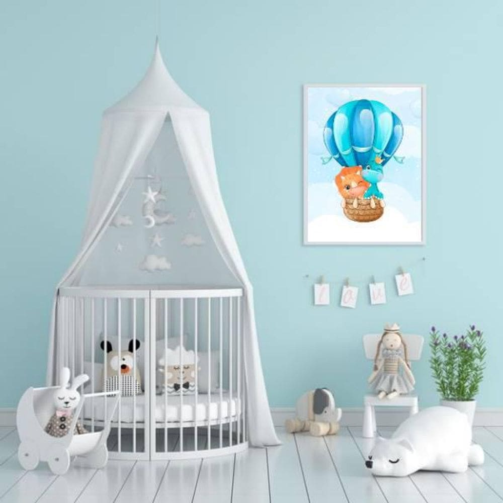 Quadro Decorativo Dinossaurinhos No Balão 34X23Cm
