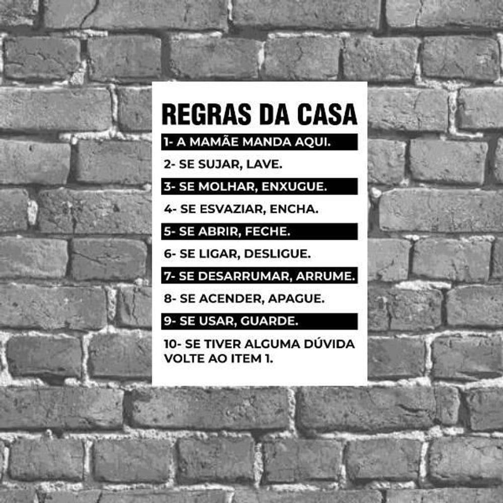 Placa Decorativa Regras Da Casa 18X27Cm