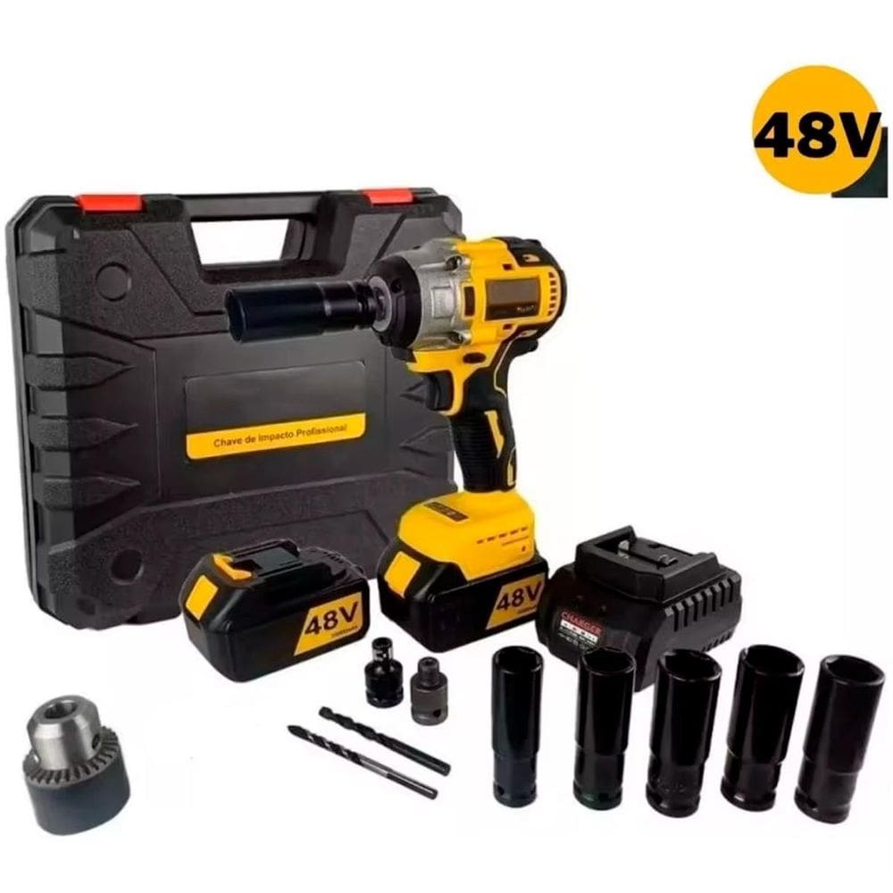 Chave Impacto E Furadeira Profissional Sem Fio 48V Reformas