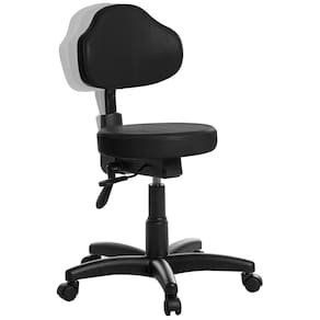 Cadeira Mocho Giratoria Plus Com Back Em Courissimo Preto