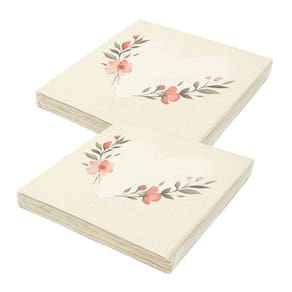 Kit Guardanapo Decorado Coração Floral Luxo 40 Folhas 33cm - Tuut