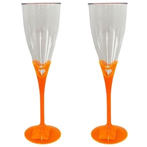 Kit 2 Taça Champanhe 140Ml Acrílico Evento Base Laranja