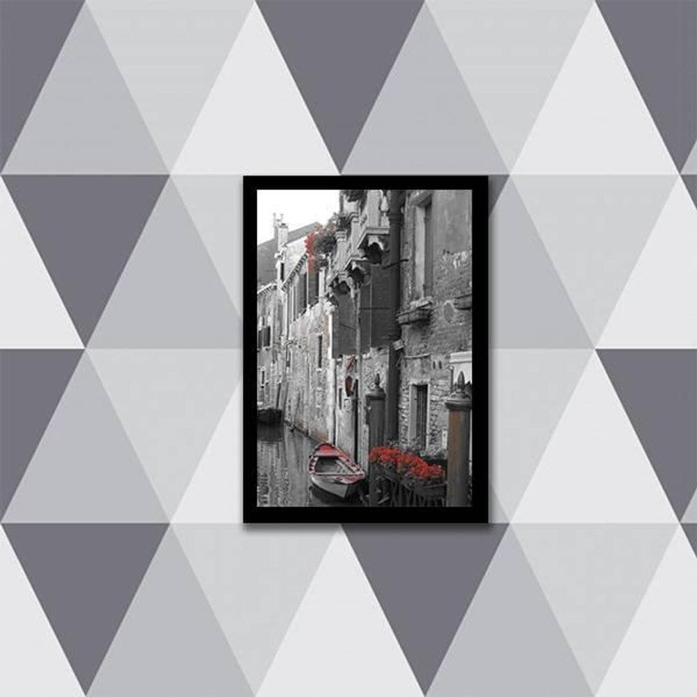 Quadro Fotografia Veneza 45X34Cm - Com Vidro Moldura Preta