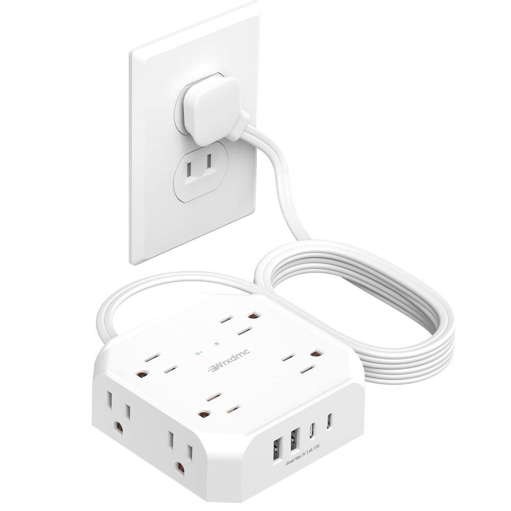 Power Strip WRXDMC, adaptador de saída de 2 pinos a 3 pinos, 8 tomadas