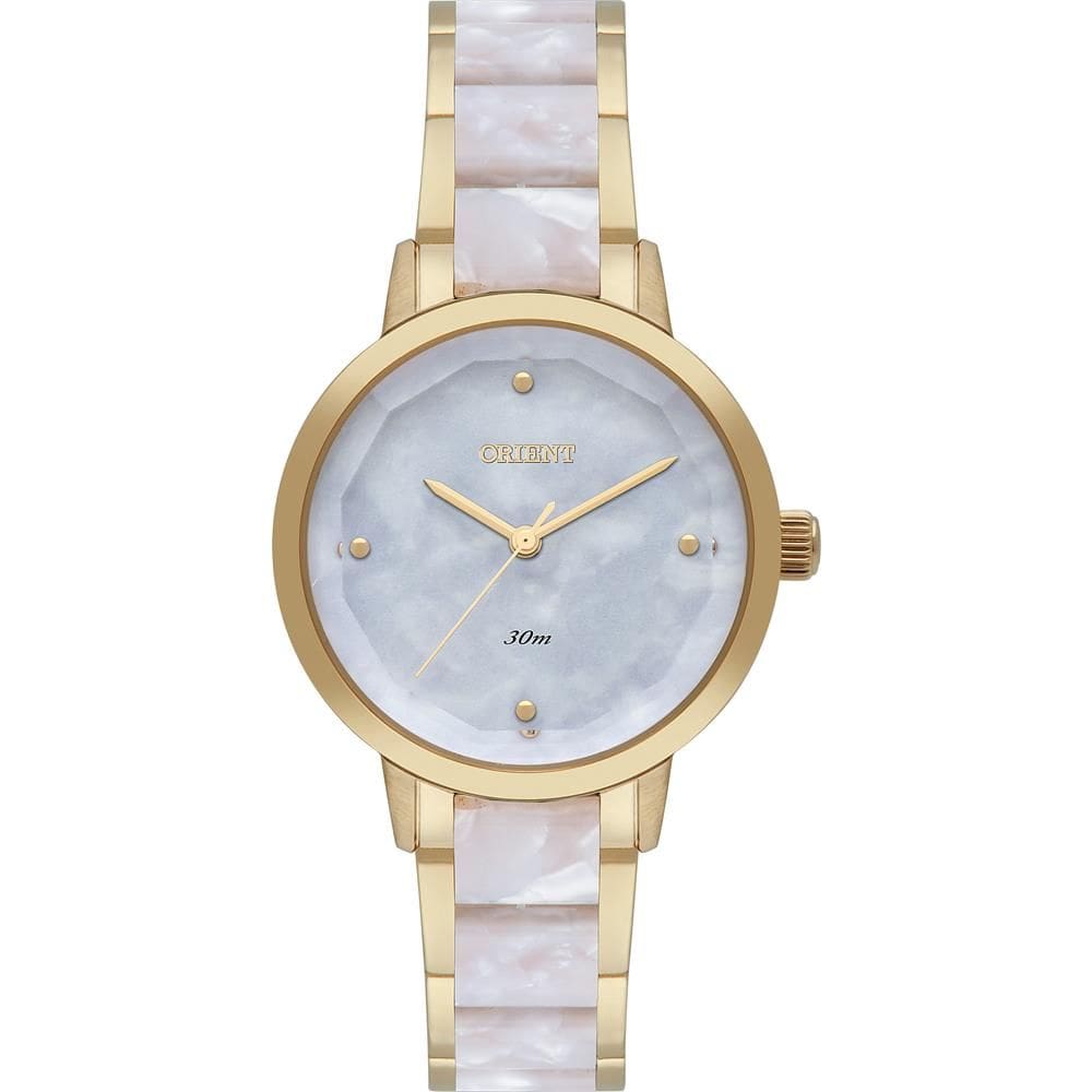 Relógio Orient Feminino Ref: Ftss0141 B1kb Marmorizado Dourado