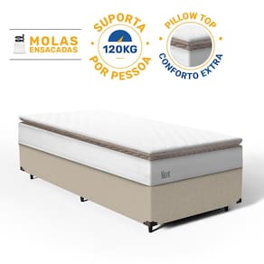 Cama Box com Colchão de Molas Ensacadas Pillow Top Neve Solteiro 88cm