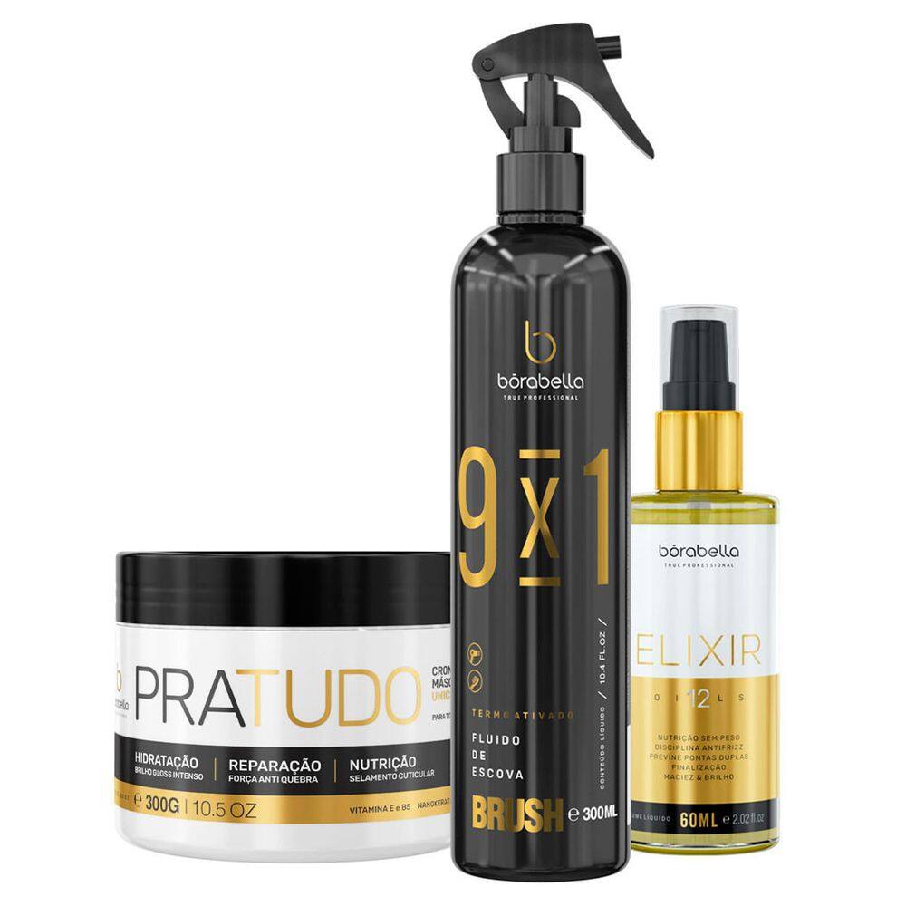 Kit Mascara Pratudo, Fluído e Elixir 12 Óleo Borabella