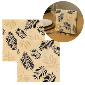 Kit Guardanapo Estampado Creme Folhagens Luxo 40 Folhas 33cm - Tuut
