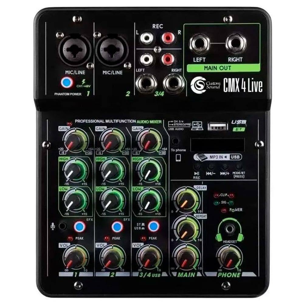 Mesa De Som Custom Sound 4 Canais Cmx 4Live