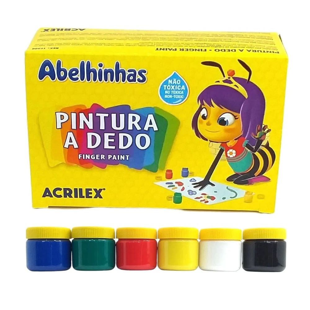Tinta Pintura a Dedo 06 Cores 30ml - Acrilex
