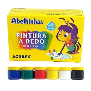 Tinta Pintura a Dedo 06 Cores  30ml - Acrilex