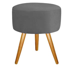 Puff Banqueta Para Sala Cinza Pé Palito 50 Cm Altura