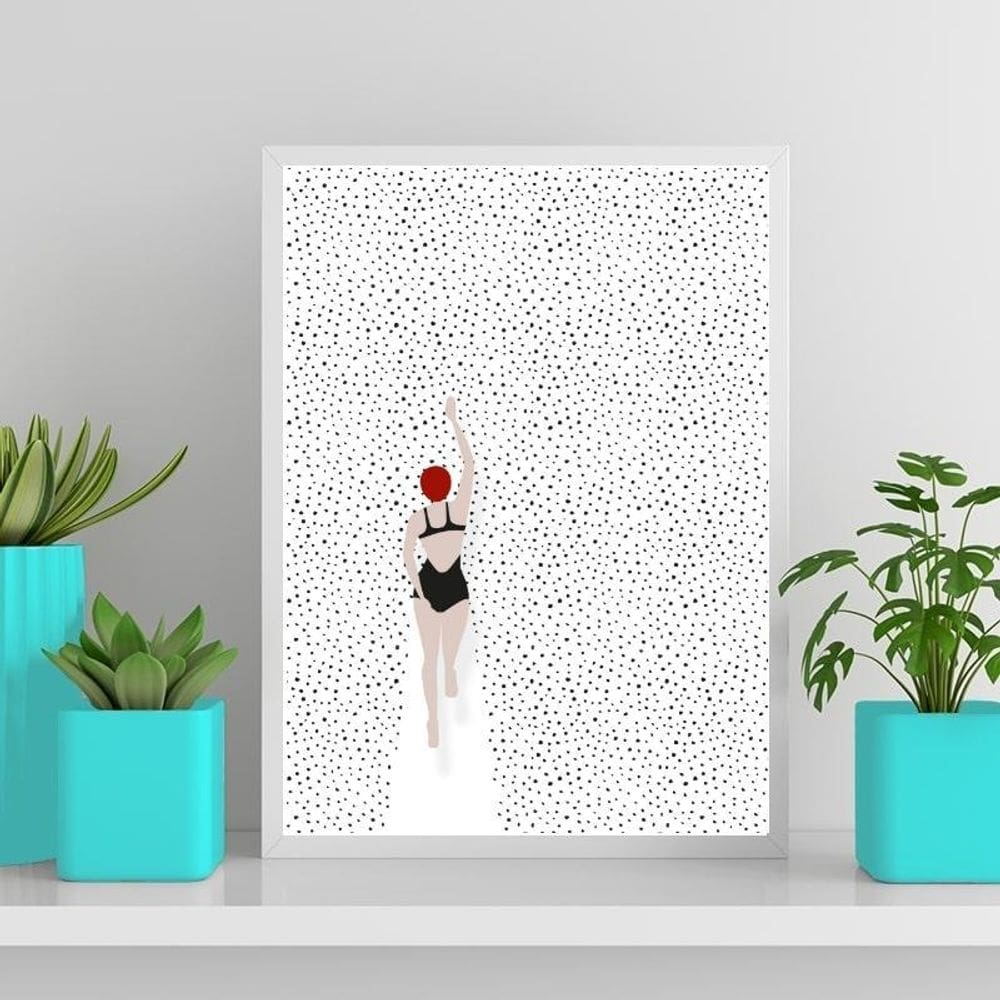 Quadro Decorativo Natação Nadadora 24X18Cm