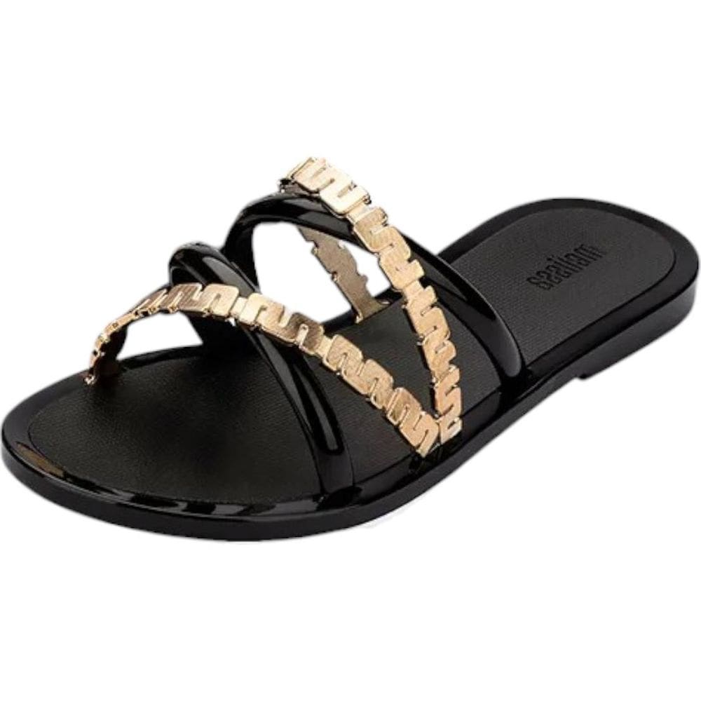 Chinelo Feminino Rasteira + Bolsa Metalizada Golden Melissa