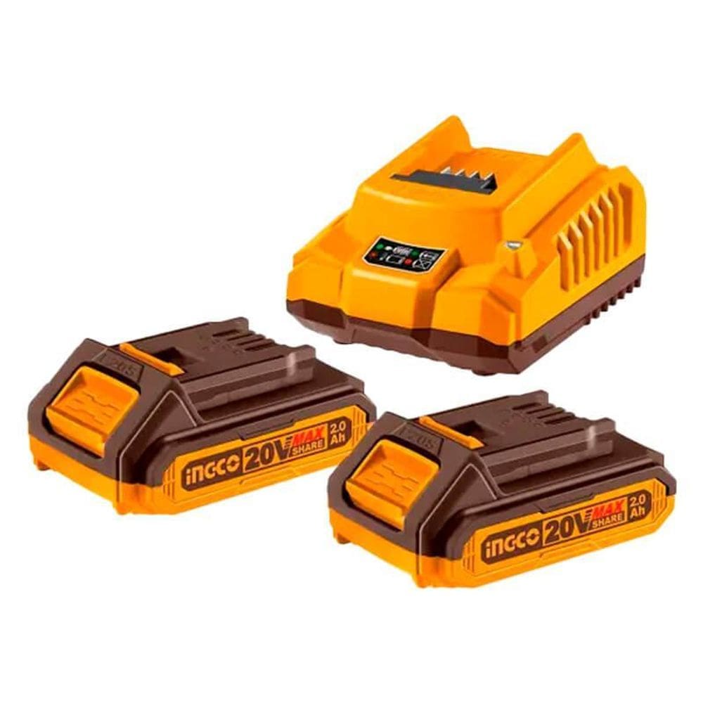 Kit 2 Baterias Ion-Litio 2.0Ah E 1 Carregador 20V Ingco