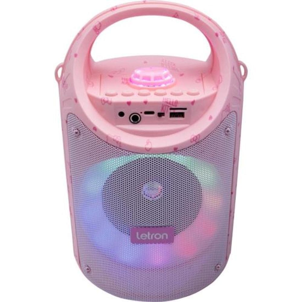 Caixa de Som Com Microfone Letron Hello Kitty 60w Rosa