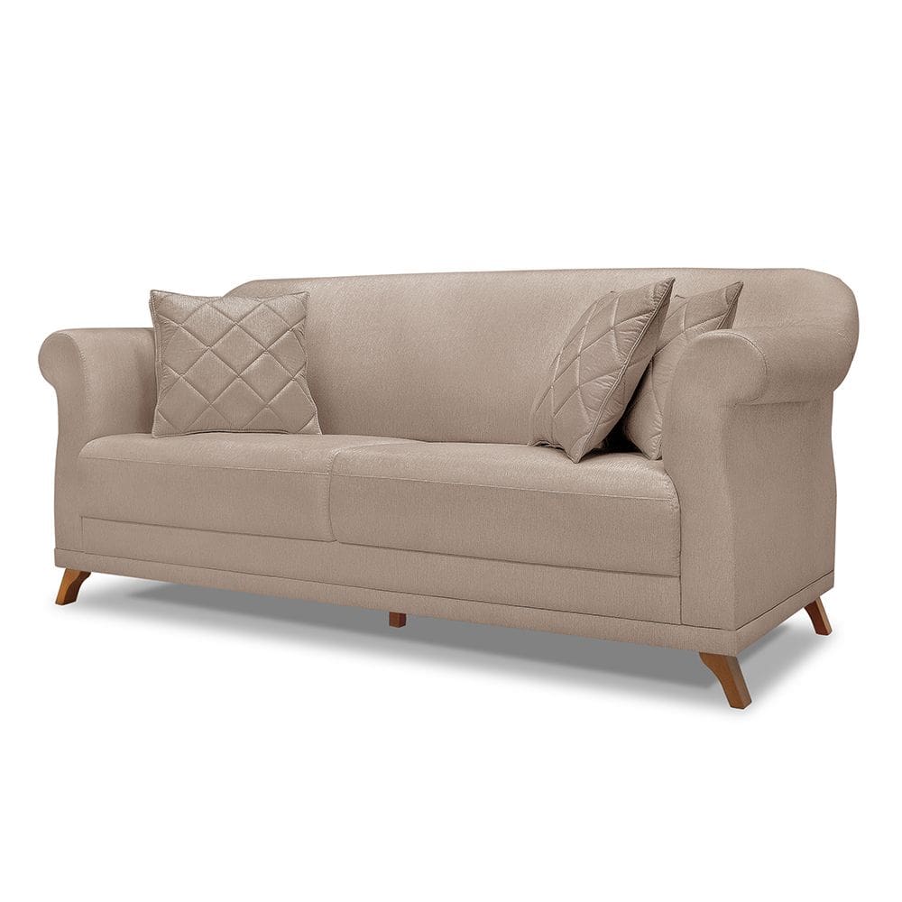 Sofá Amsterdam 2 Lugares 1,60 Linho Rustico Areia - Lucadi Home