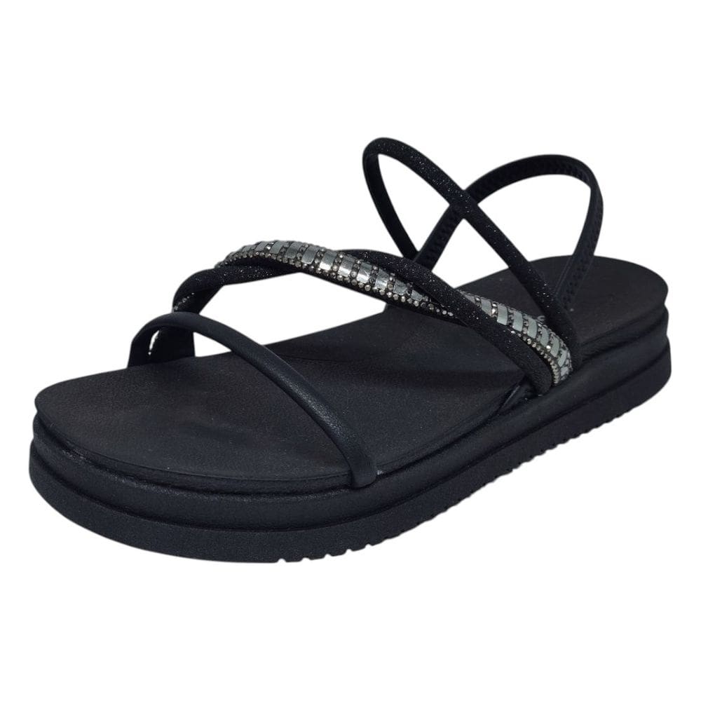 Sandália Feminina Brilho Flatform Moderna Estilo Mississipi