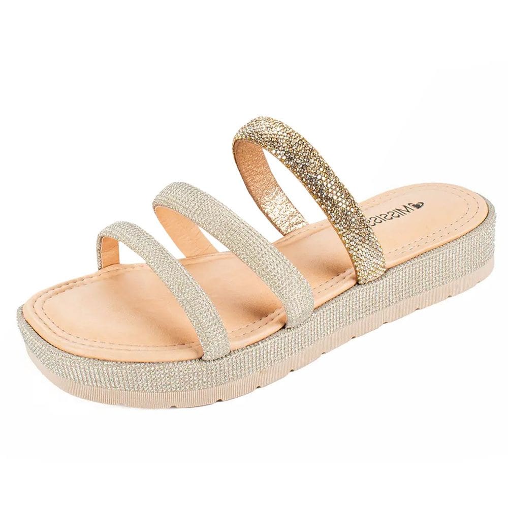 Chinelo Feminino Slide Flatform Strass Conforto Mississipi