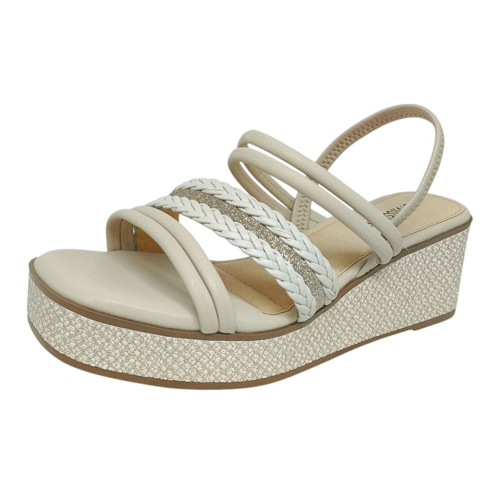 Sandália Feminina Anabela Média Tramada Estilo Mississipi