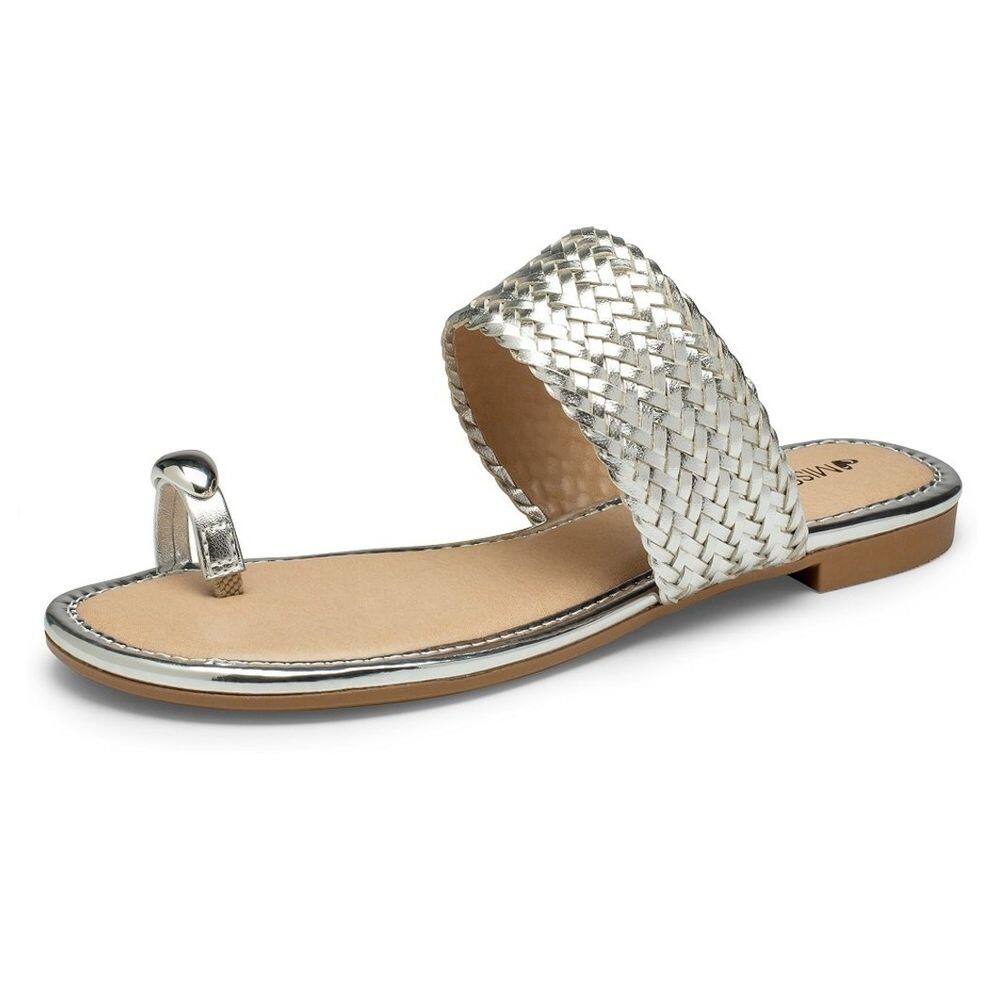 Chinelo Rasteiro Feminino Metalizado Tira Dedão Mississipi