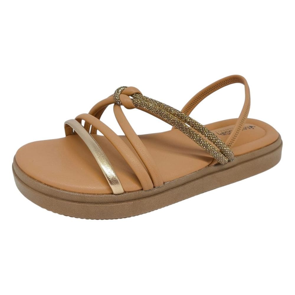Sandália Feminina Flatform Conforto Strass Mississipi