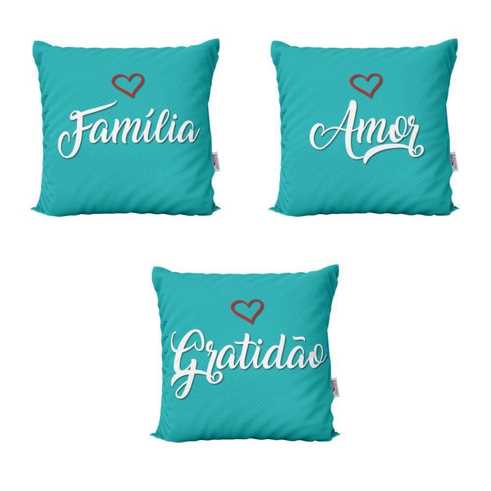 Almofadas Família, Amor E Gratidão Para Sofá 40X40-