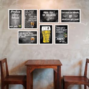Kit De Placas Decorativas Cerveja Moldura Branca