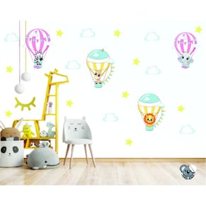 Adesivo Infantil Safari Balões - Papel De Parede