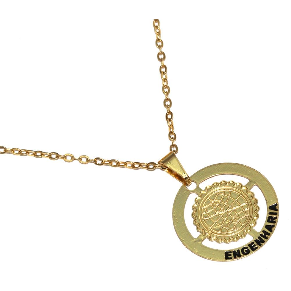 Colar Minha Profissão Engenharia Folheado Ouro 18k