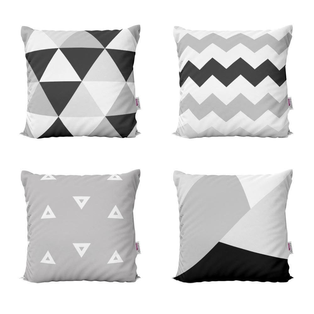 Almofadas Preto E Branco Geométricas Para Sofá 40X40
