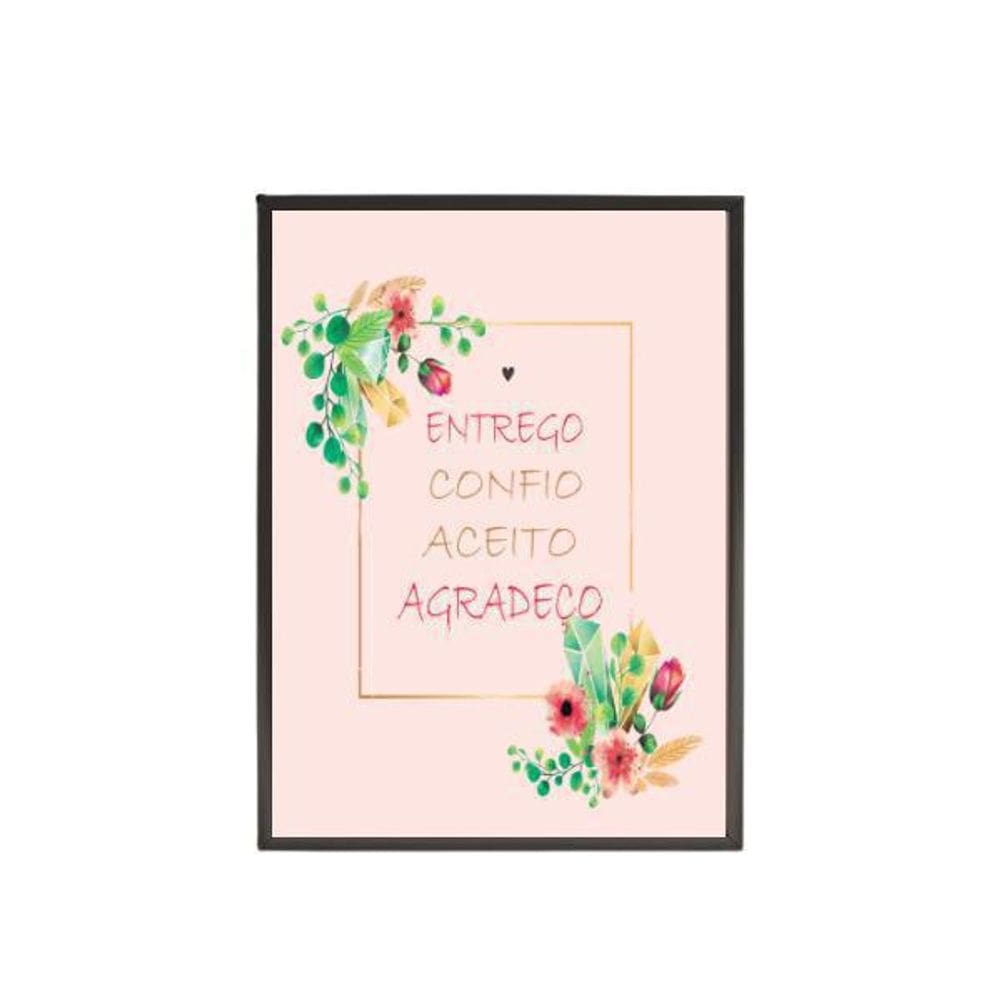 Quadro Decorativo Entrego Aceito Confio Rosa 20X30Cm