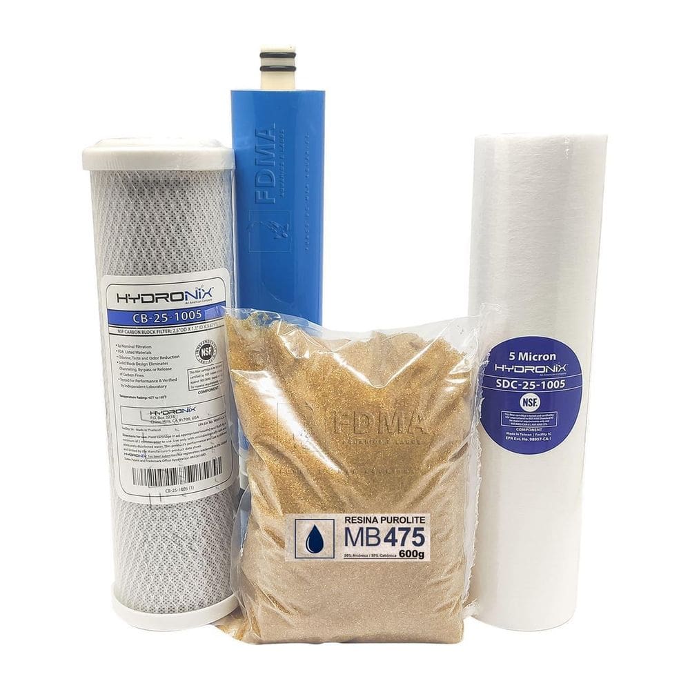 Kit Refil Premium Deionizador 4 Estágios 100Gpd Resina Mb475