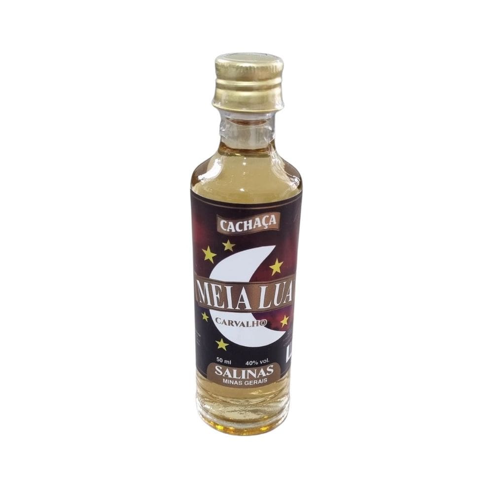 Cachaça Meia Lua Carvalho 50ml - Miniatura de Vidro