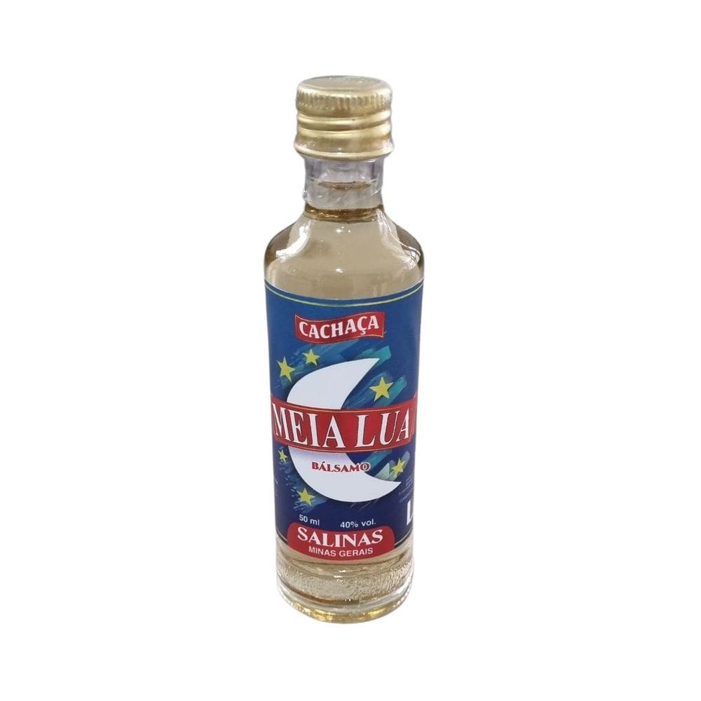 Cachaça Meia Lua Bálsamo 50ml - Garrafa de Vidro