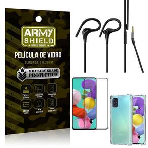 Capinha Samsung A51+ Fone Sport Hs92 + Pelicula 3D