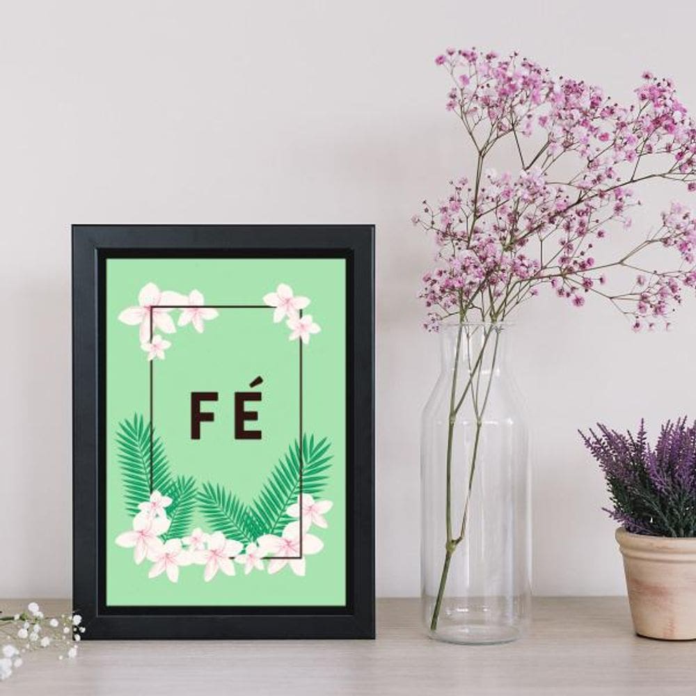 Quadro Decorativo Fé Tropical 34x23Cm