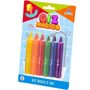 Giz Mágico Risca E Sai - 6 Cores - Polibrinq Unica Giz Mágico Risca E Sai - 6 Cores - Polibrinq