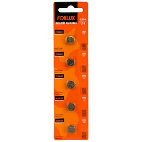 5 Baterias Alcalinas LR54 1,5V Foxlux - Cartela com 5 unidades