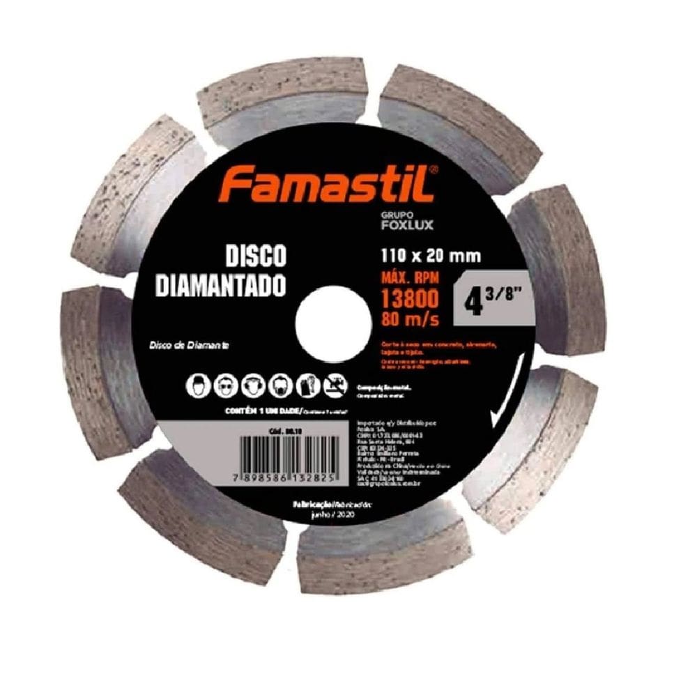 Disco Diamantado Seg 4.3/8 Polegadas 110 X 20 Mm Famastil